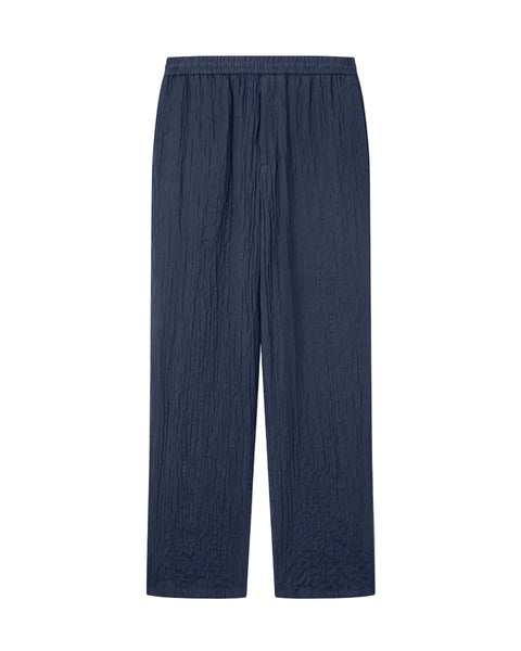Flat-front Trousers in Lyocell and Silk Froissé