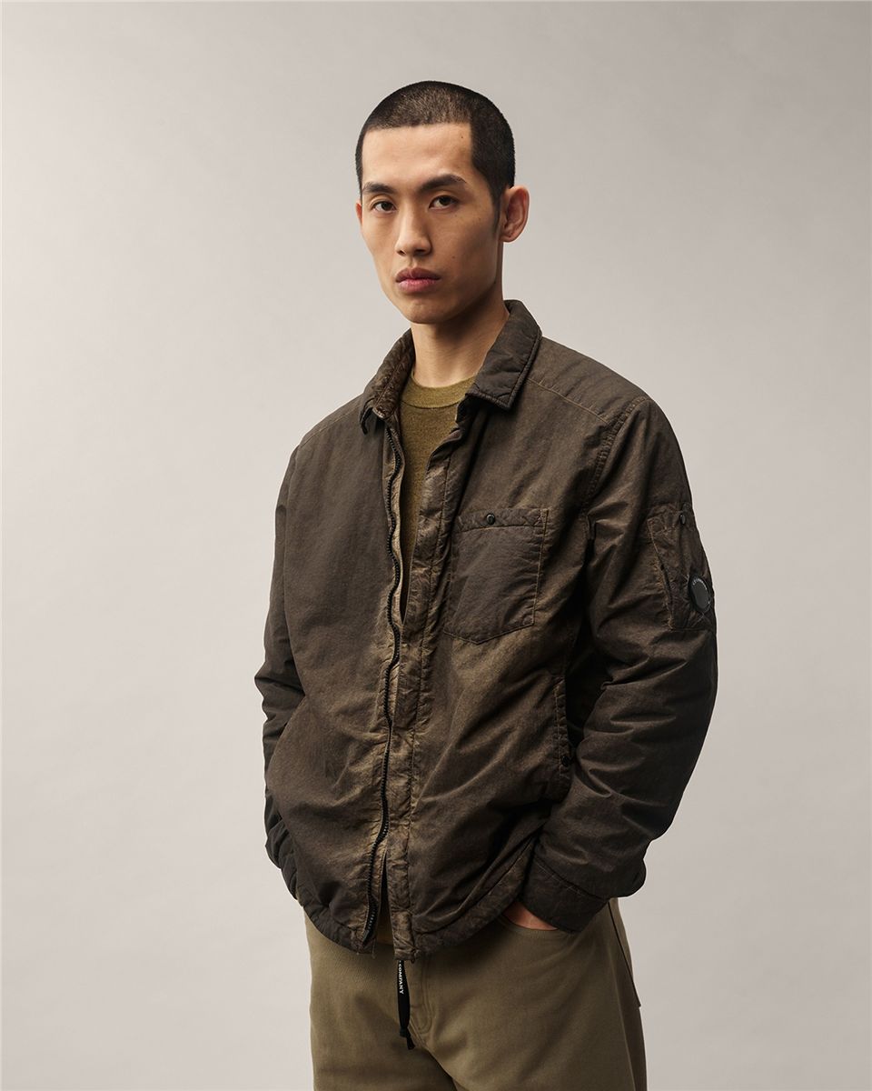 Flatt nylon lens padded zipped overshirt