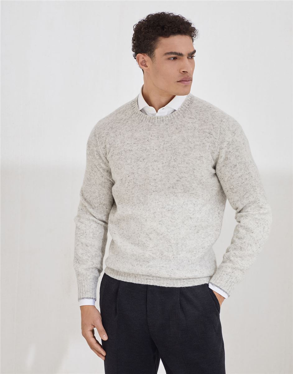 flecked alpaca, wool, silk and cotton sweater-BRUNELLO CUCINELLI-Verso