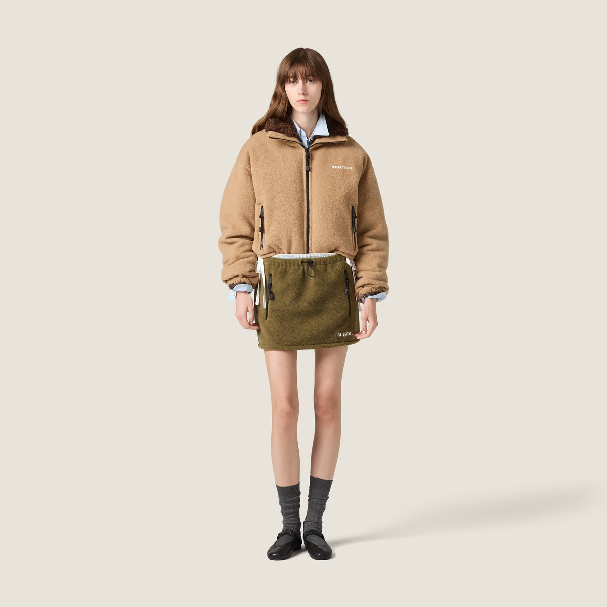 Fleece Down Jacket-MIU MIU-Verso