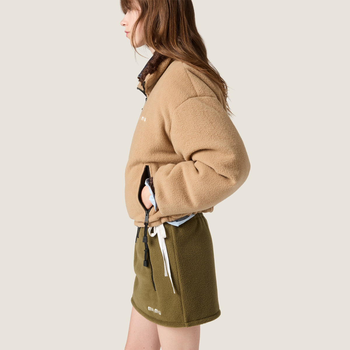 Fleece Down Jacket-MIU MIU-Verso