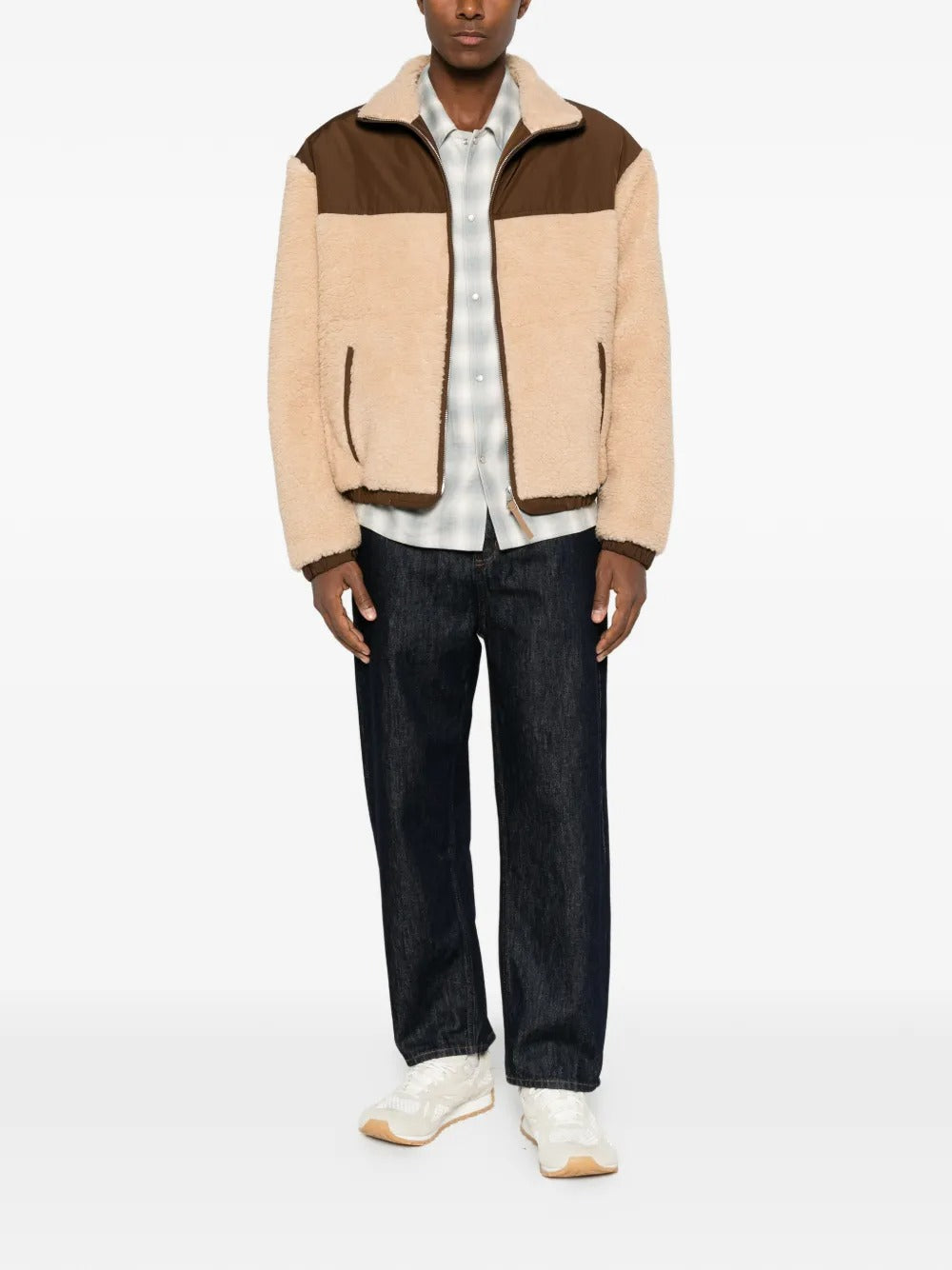 Fleece-texture panelled jacket-AMI-Verso