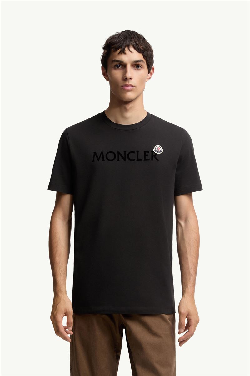flocked logo cotton t-shirt-MONCLER-Verso