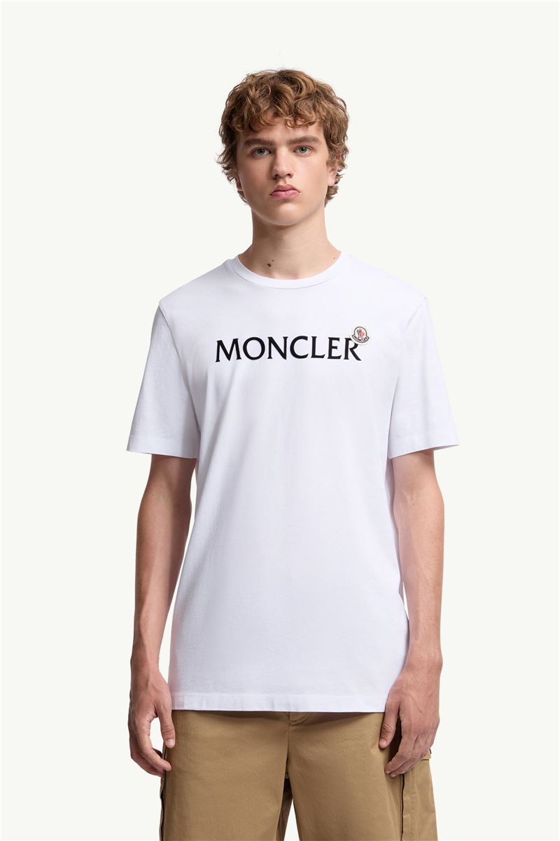 flocked logo cotton t-shirt-MONCLER-Verso