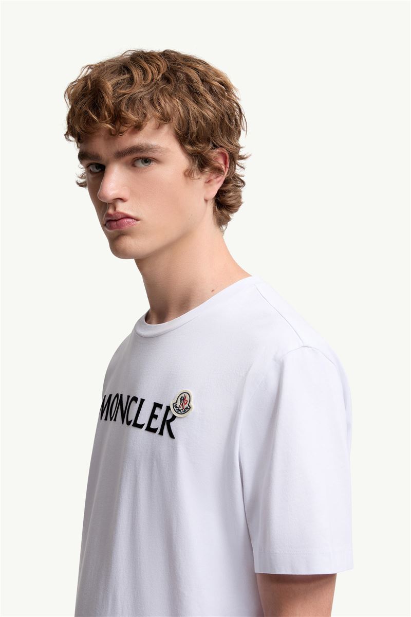 flocked logo cotton t-shirt-MONCLER-Verso
