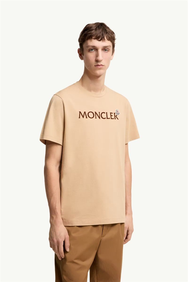 Flocked logo cotton t-shirt-MONCLER-Verso