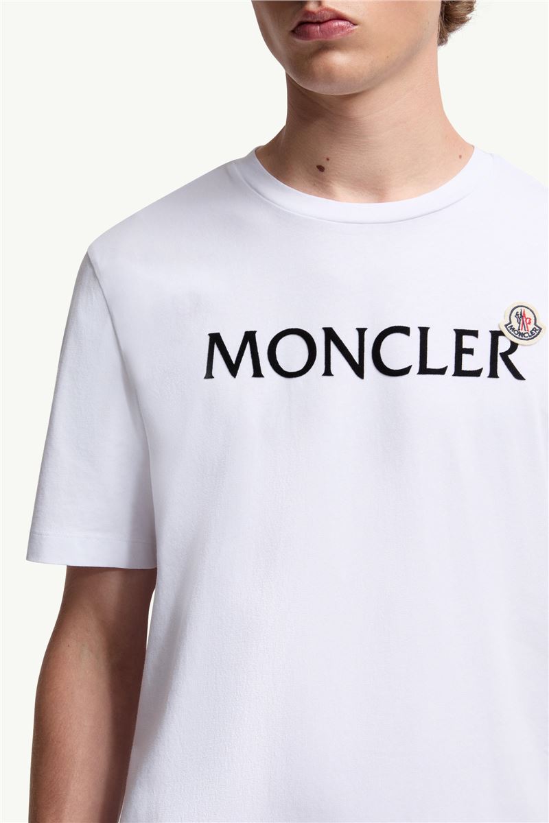 flocked logo cotton t-shirt-MONCLER-Verso