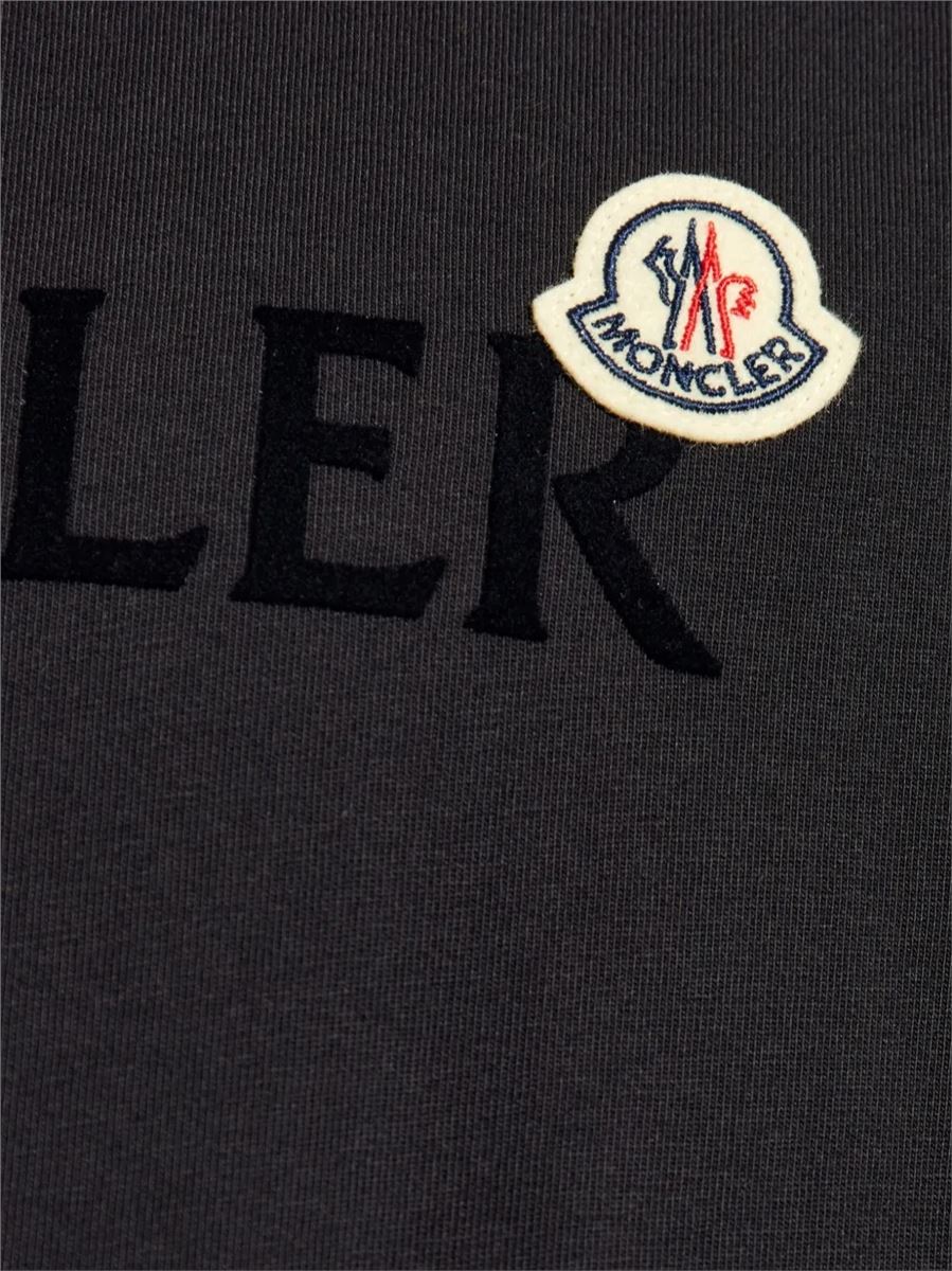 Flocked logo cotton t-shirt-MONCLER-Verso
