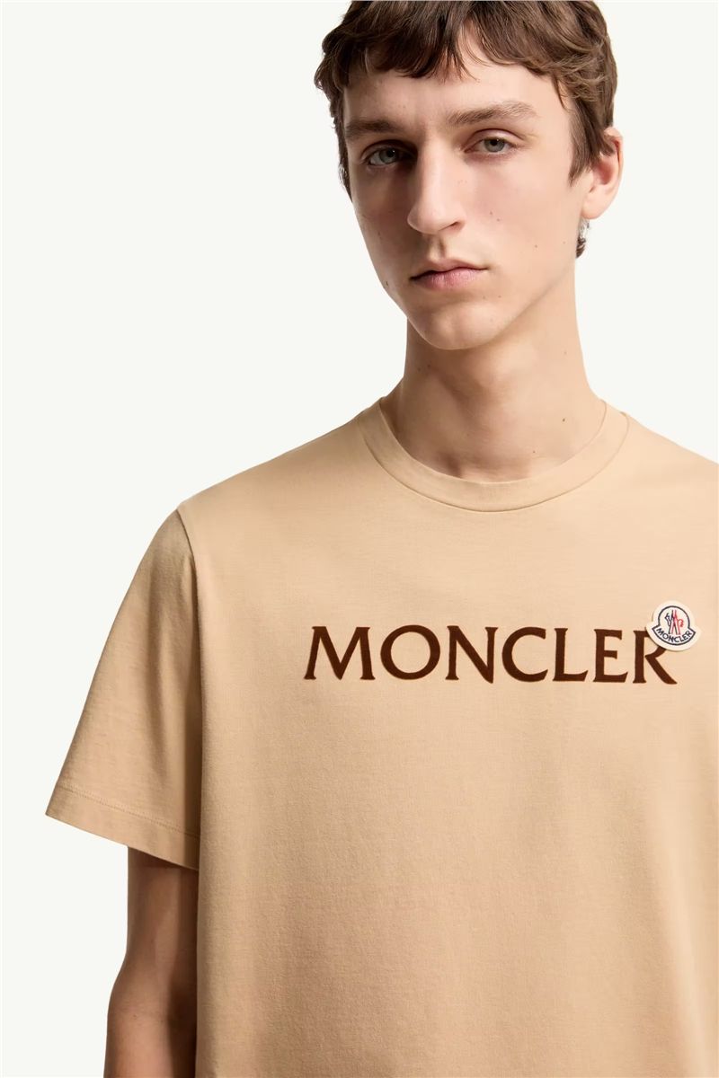 Flocked logo cotton t-shirt-MONCLER-Verso