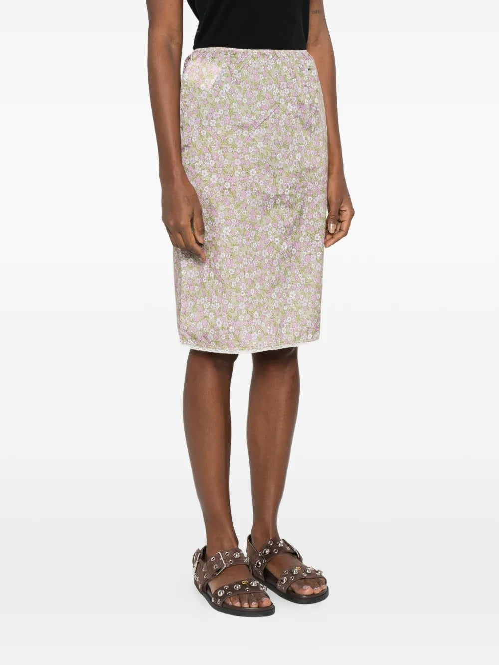 Floral-detail midi skirt-PRADA-Verso
