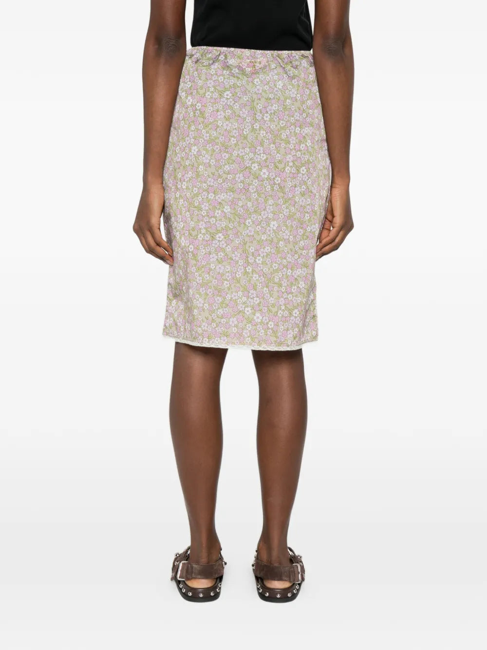 Floral-detail midi skirt-PRADA-Verso