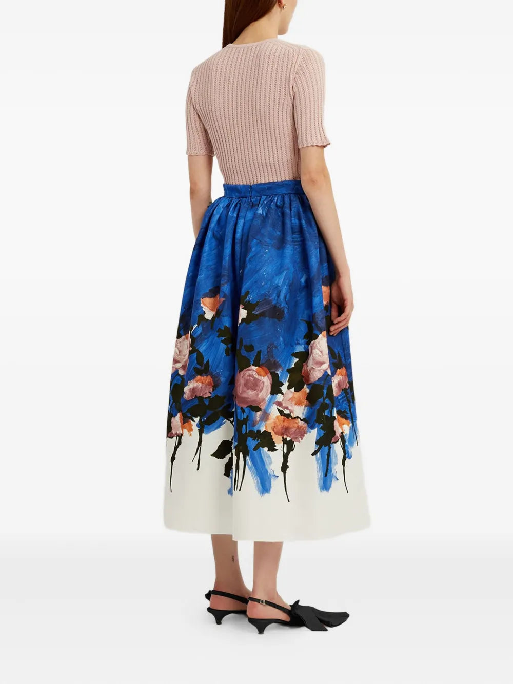 Floral gathered midi skirt-ERDEM-Verso