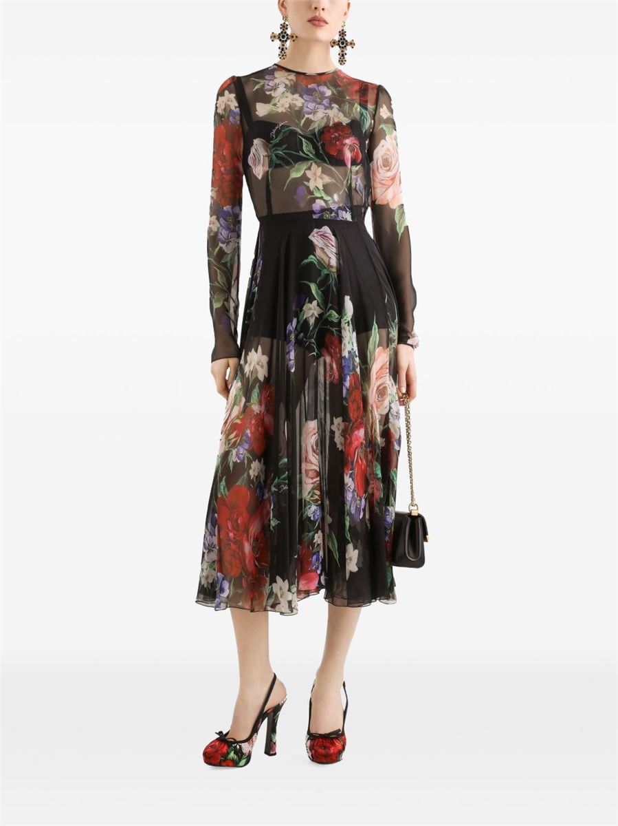 FLORAL-PRINT MIDI DRESS -  DOLCE & GABBANA -  Verso