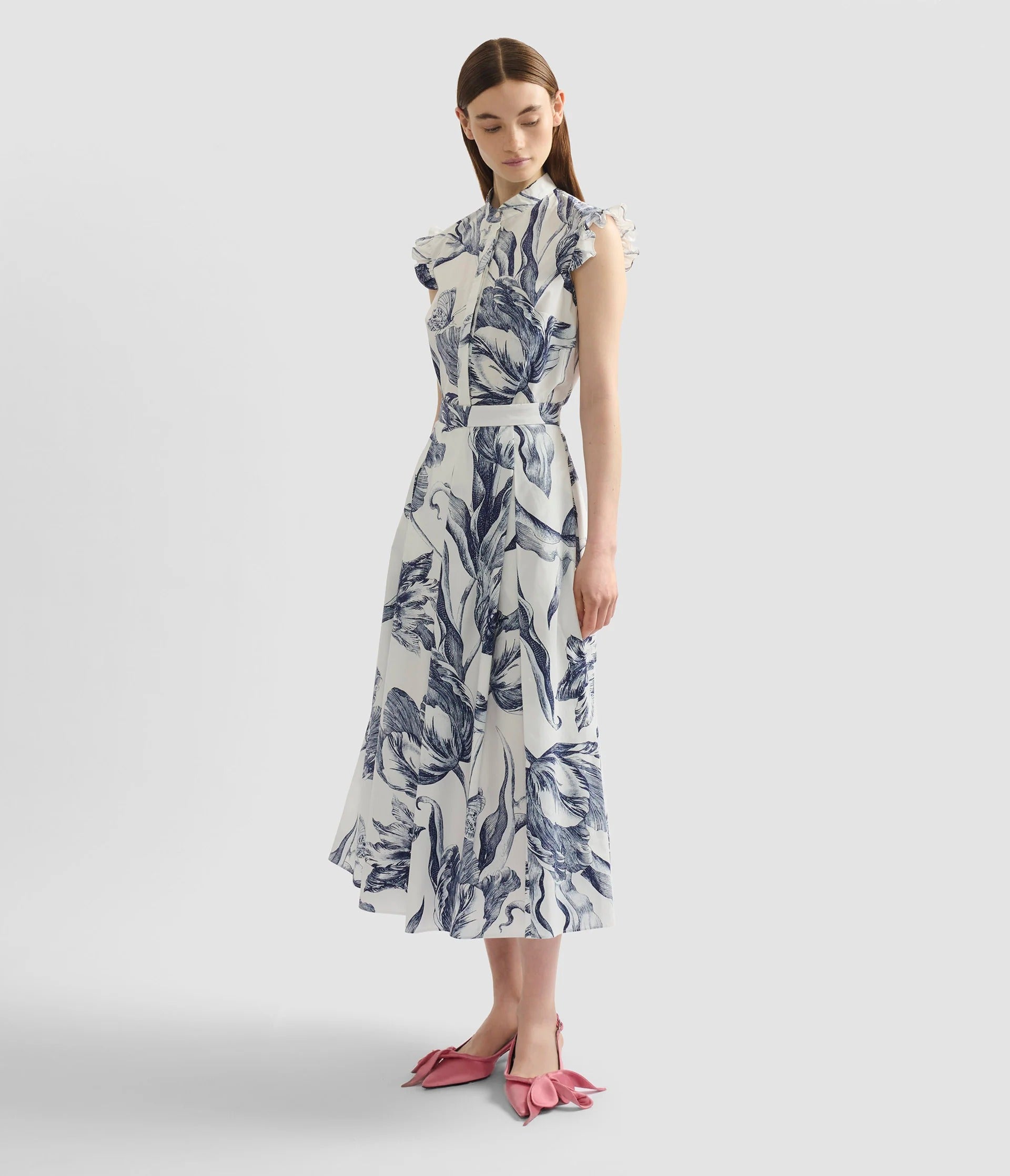 Floral Print Pleated Midi Skirt-ERDEM-Verso