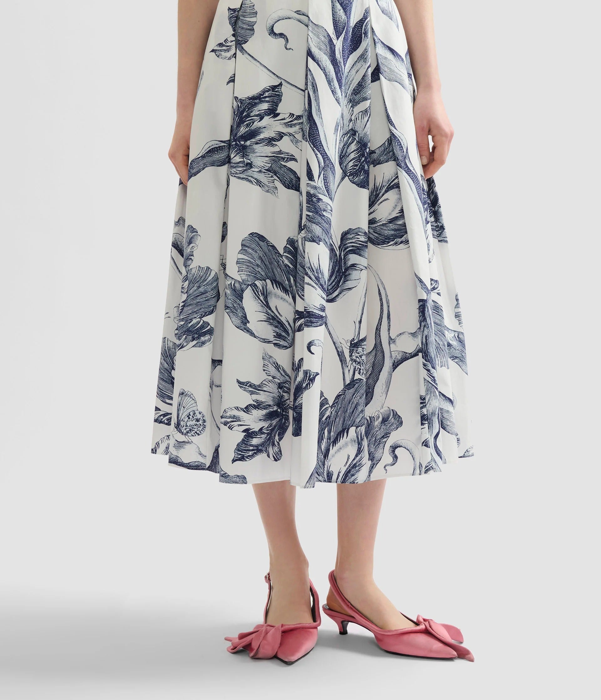 Floral Print Pleated Midi Skirt-ERDEM-Verso