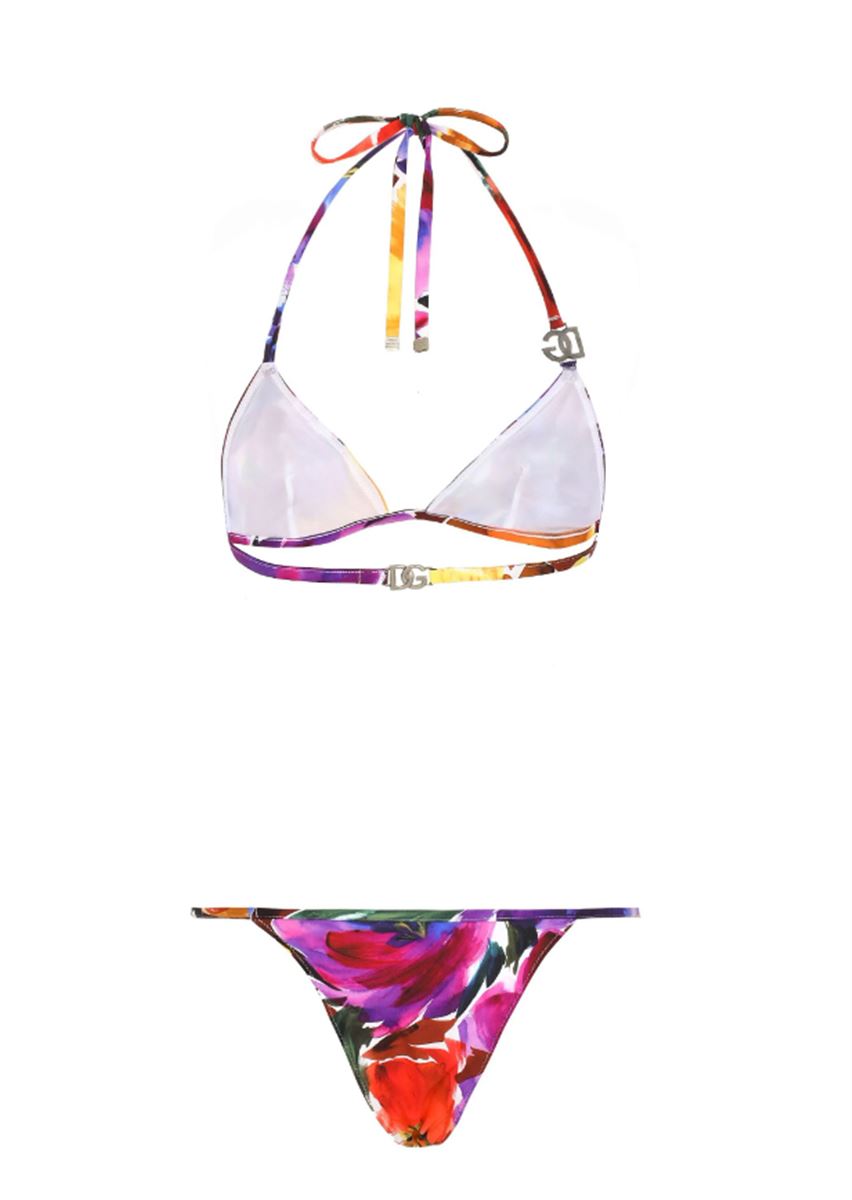 FLORAL-PRINT TRIANGLE BIKINI SET DOLCE & GABBANA