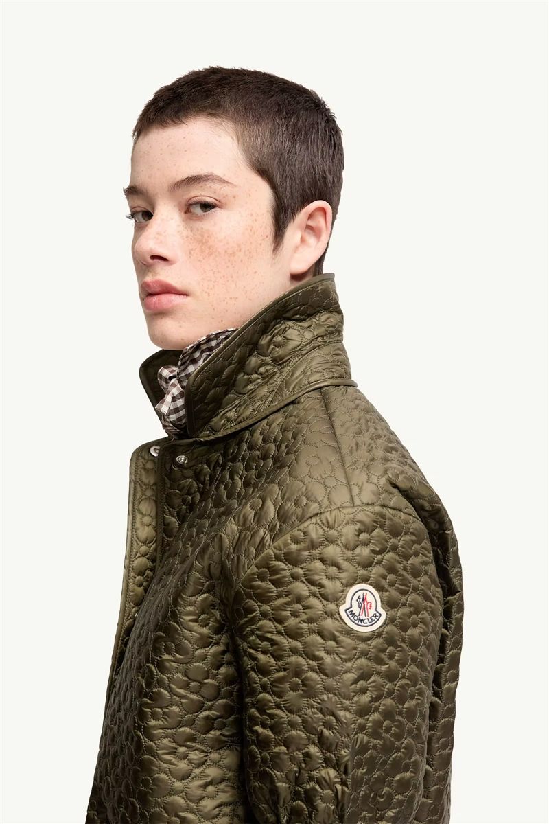 Floral-Quilted Padded Short Sleeve Shirt-MONCLER-Verso