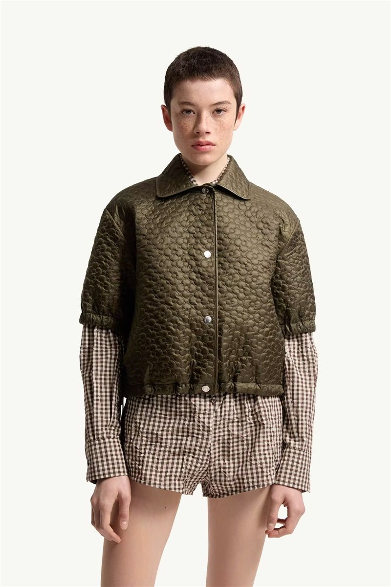 Floral-Quilted Padded Short Sleeve Shirt-MONCLER-Verso