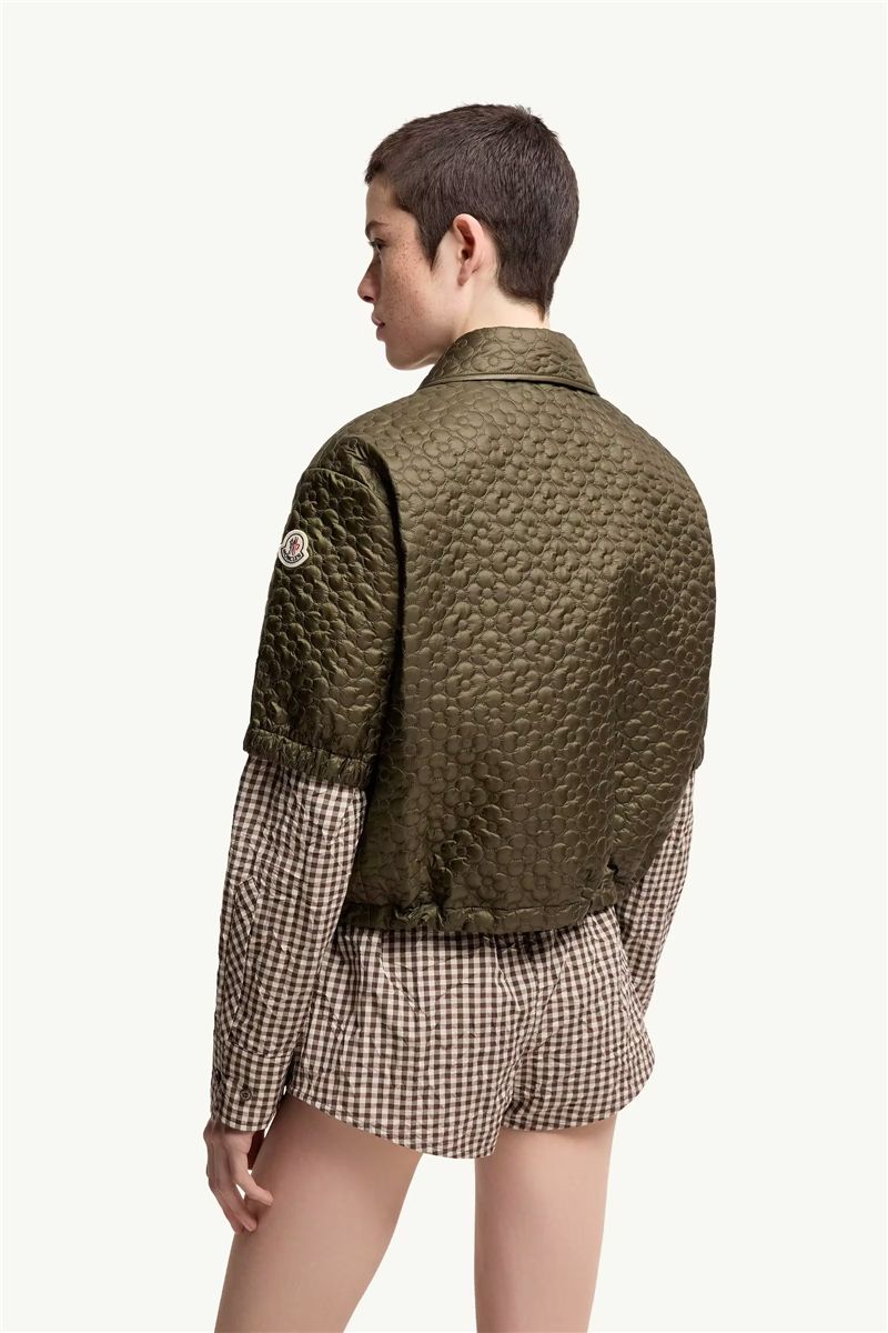 Floral-Quilted Padded Short Sleeve Shirt-MONCLER-Verso