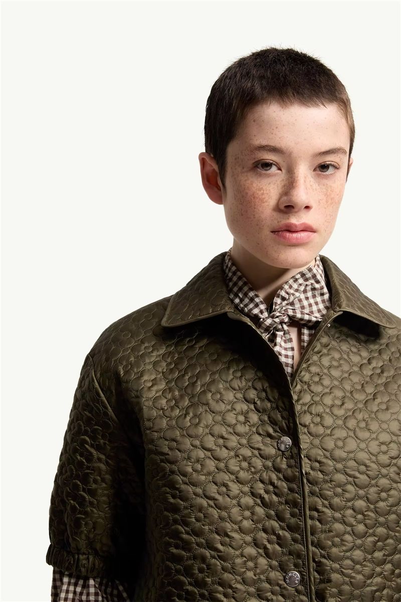 Floral-Quilted Padded Short Sleeve Shirt-MONCLER-Verso