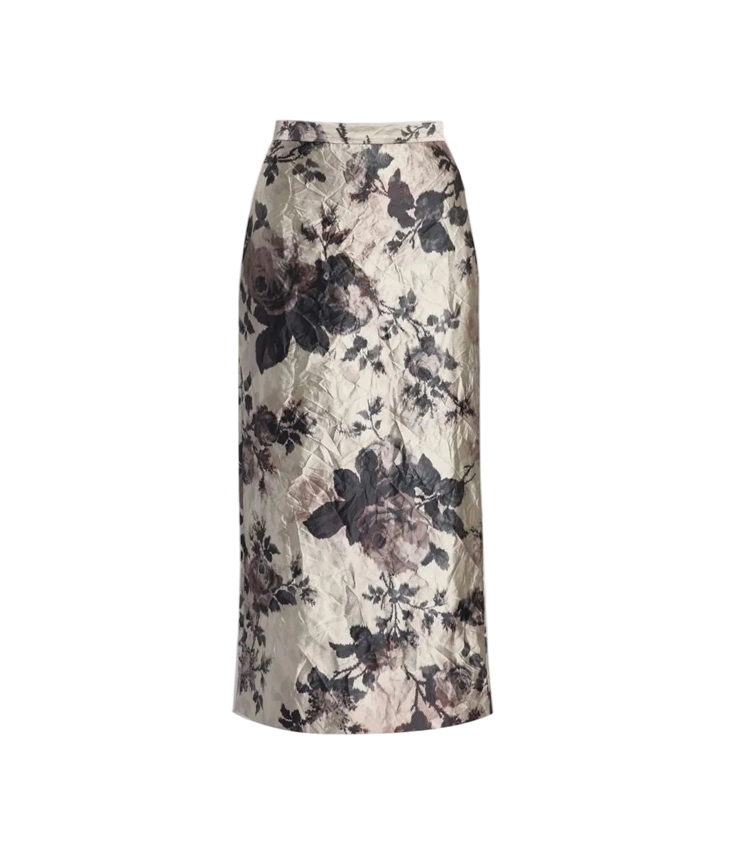 Floral textured satin pencil midi skirt-ERDEM-316215-8-Verso