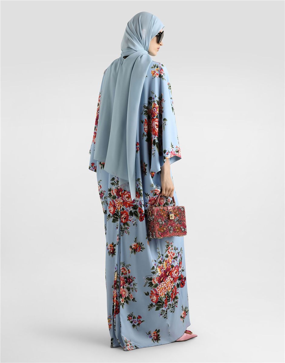 Flower bouquet-print long charmeuse dress-DOLCE&GABBANA-Verso