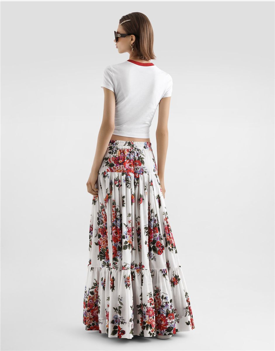 Flower bouquet-print poplin long skirt-DOLCE&GABBANA-Verso