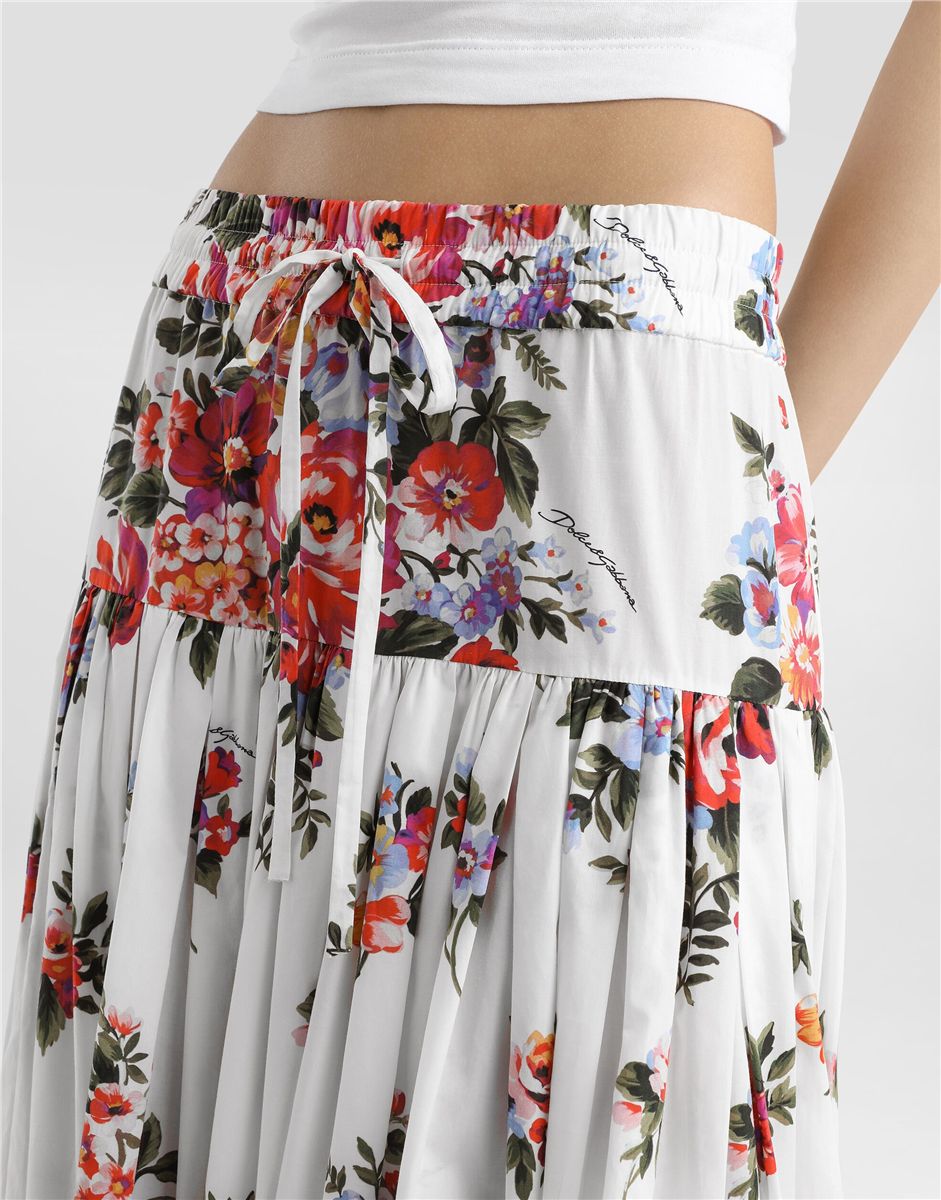 Flower bouquet-print poplin long skirt-DOLCE&GABBANA-Verso
