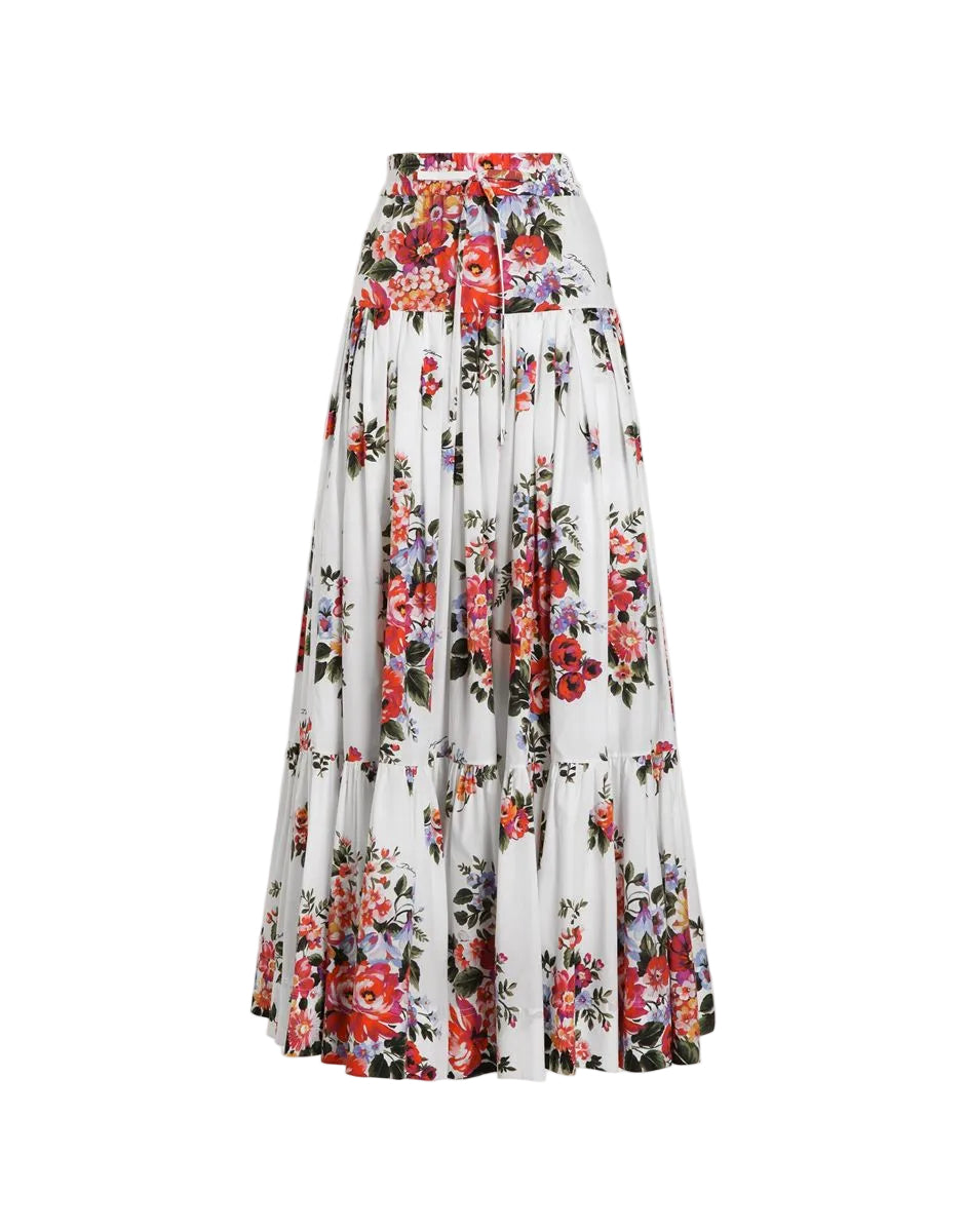 Flower bouquet-print poplin long skirt-DOLCE&GABBANA-Verso