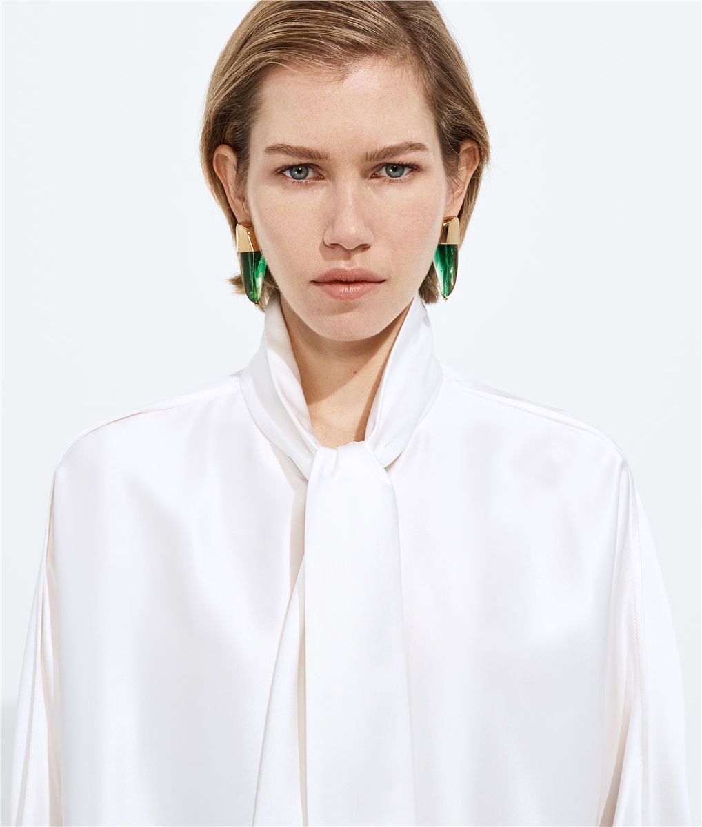 Fluid silk satin shirt-BOTTEGA VENETA-Verso