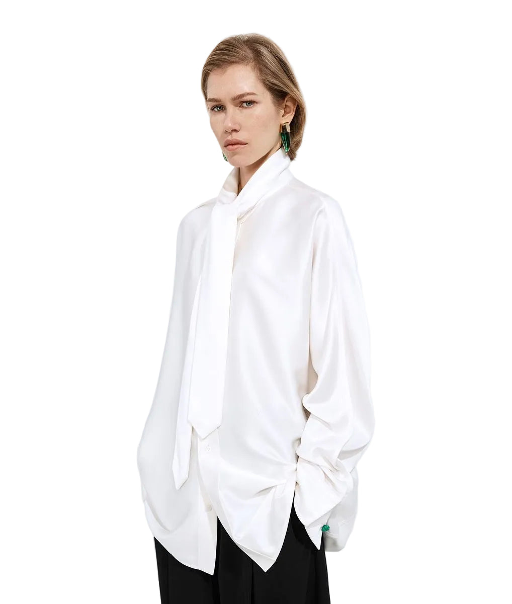 Fluid silk satin shirt-BOTTEGA VENETA-307834-40-Verso