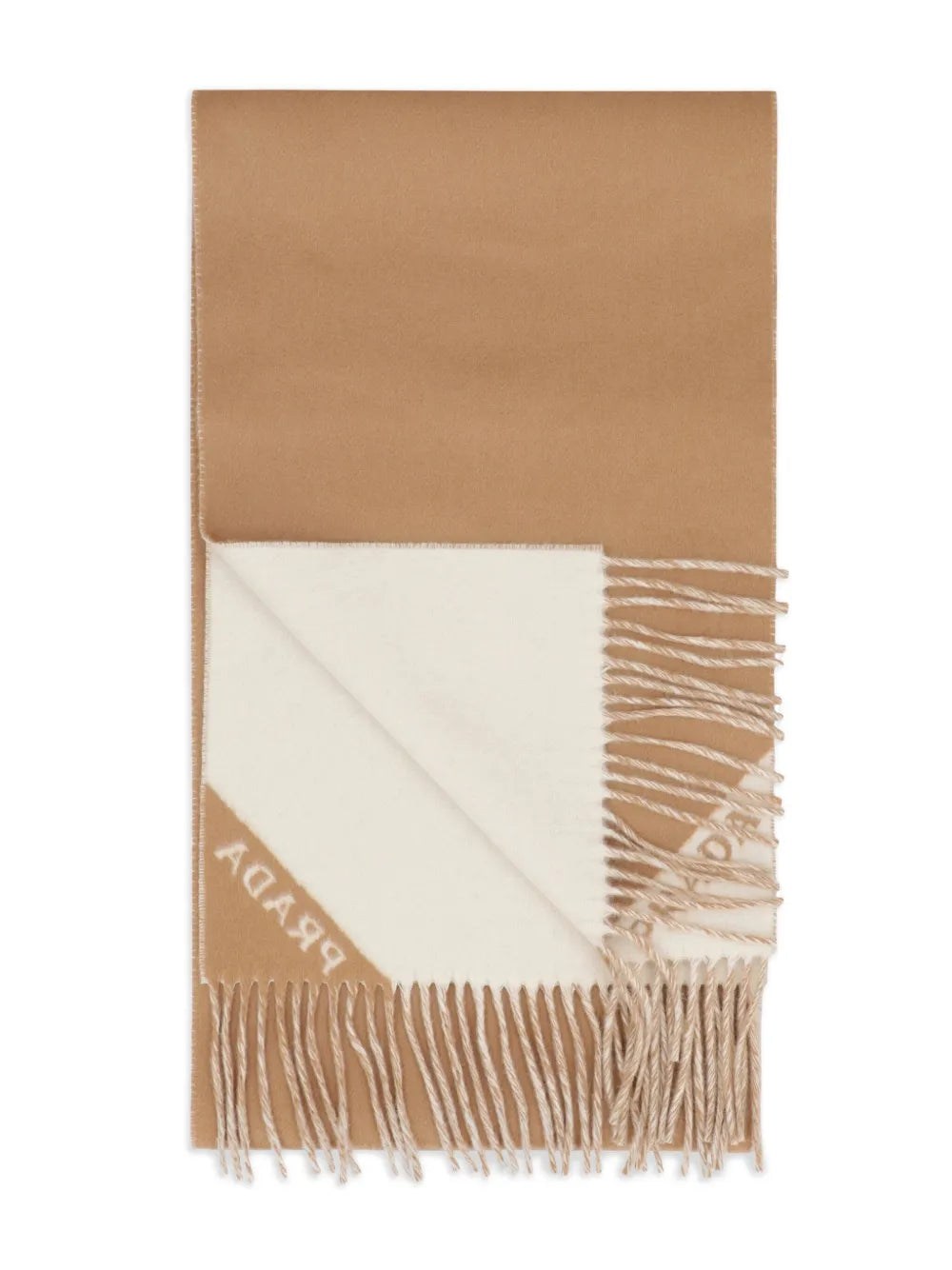 Frayed double cashmere scarf-PRADA-Verso