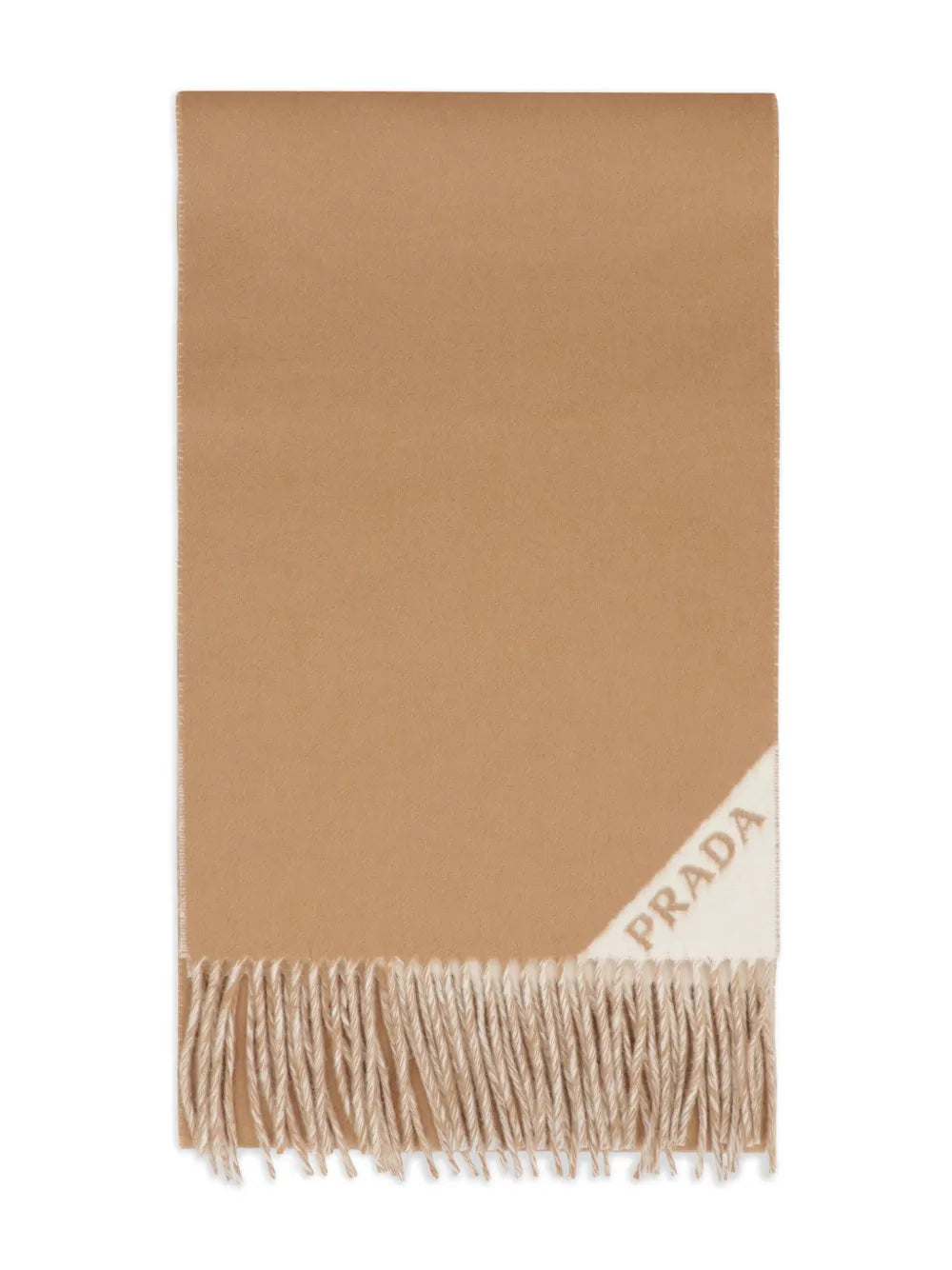 Frayed double cashmere scarf-PRADA-Verso