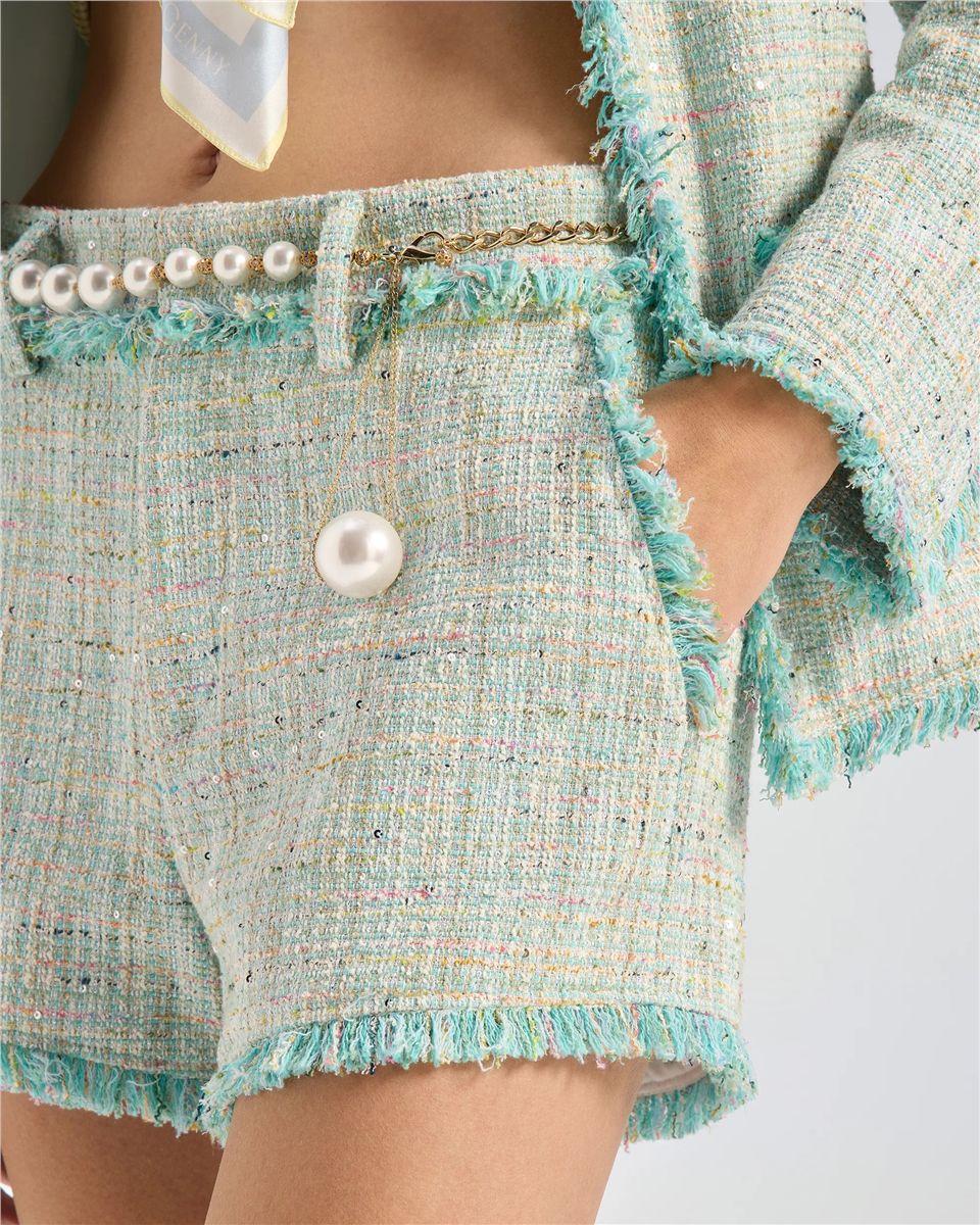 Fringed jacquard shorts-GENNY-Verso