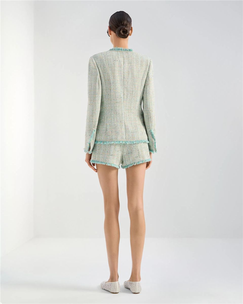 Fringed jacquard shorts-GENNY-Verso