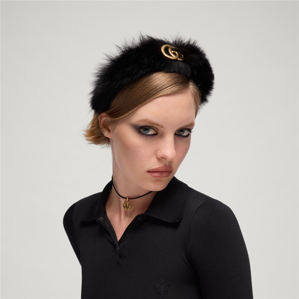 Fuzzy hair band with double g-GUCCI-Verso