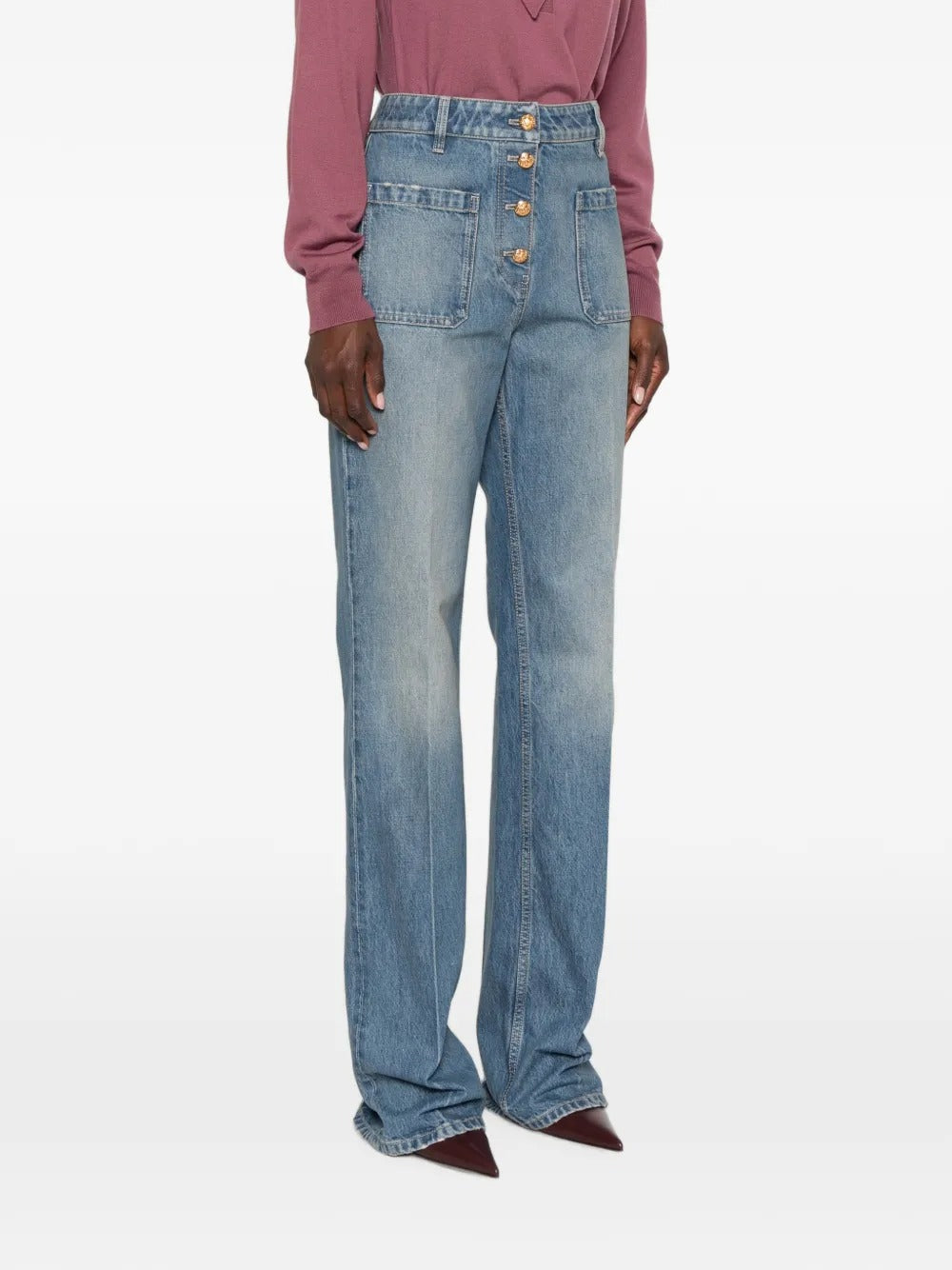 Garavani button-up patch-pocket jeans-VALENTINO-Verso