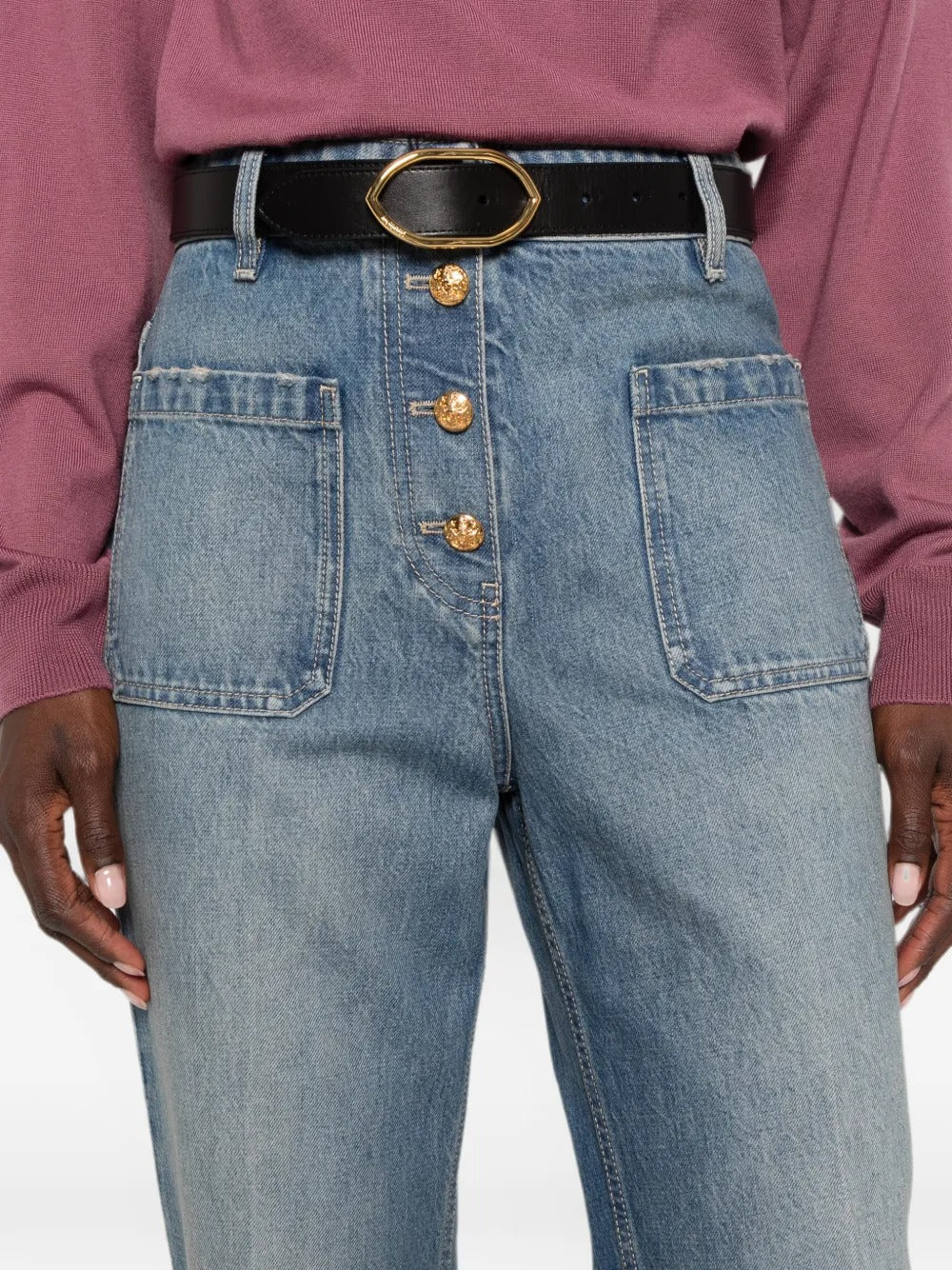 Garavani button-up patch-pocket jeans-VALENTINO-Verso
