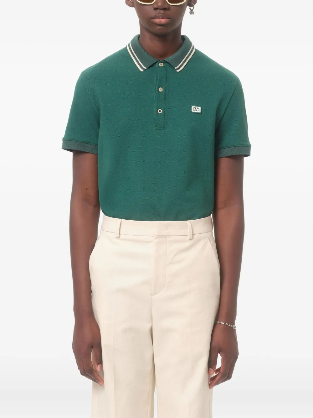 Garavani contrast collar polo shirt-VALENTINO-Verso