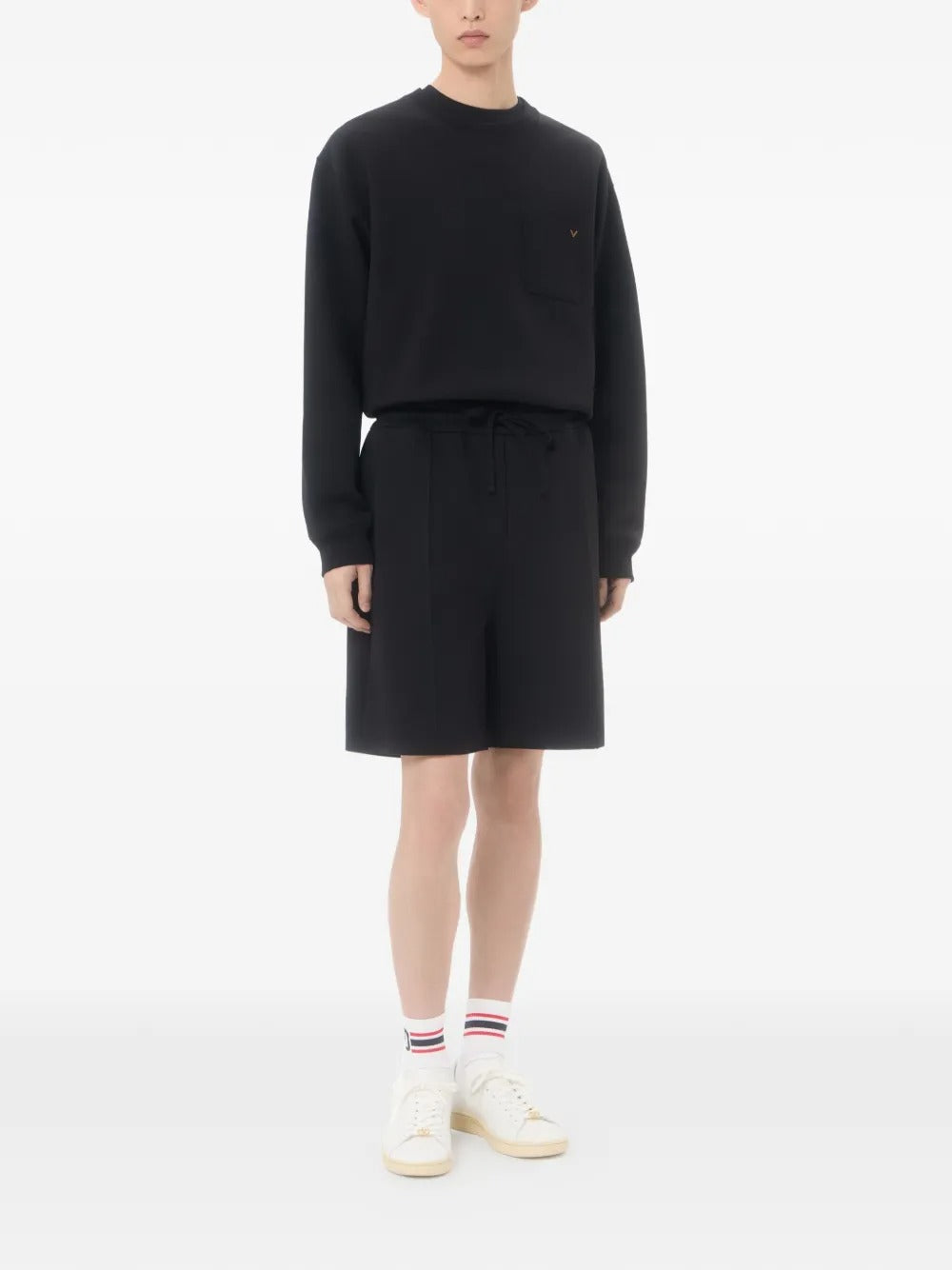 Garavani cotton bermuda shorts with vgold-VALENTINO-Verso