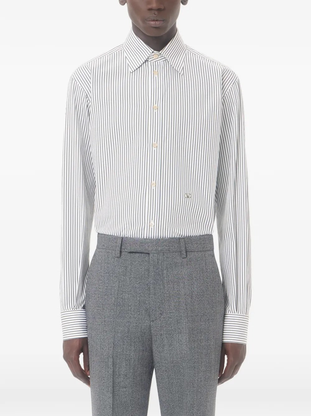 Garavani cotton poplin shirt with striped vlogo embroidery-VALENTINO-Verso