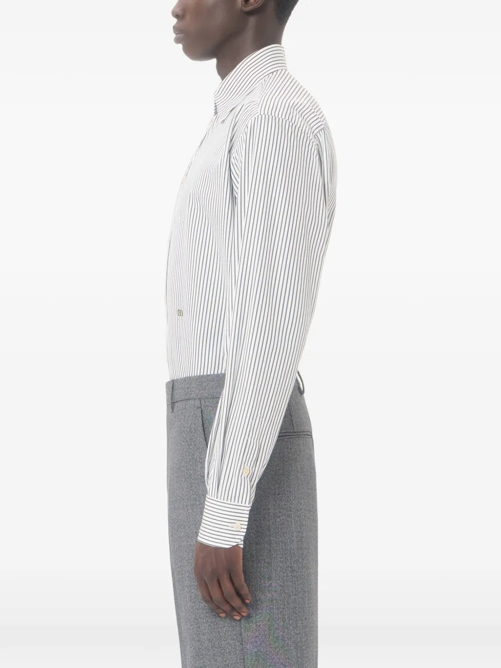 Garavani cotton poplin shirt with striped vlogo embroidery-VALENTINO-Verso