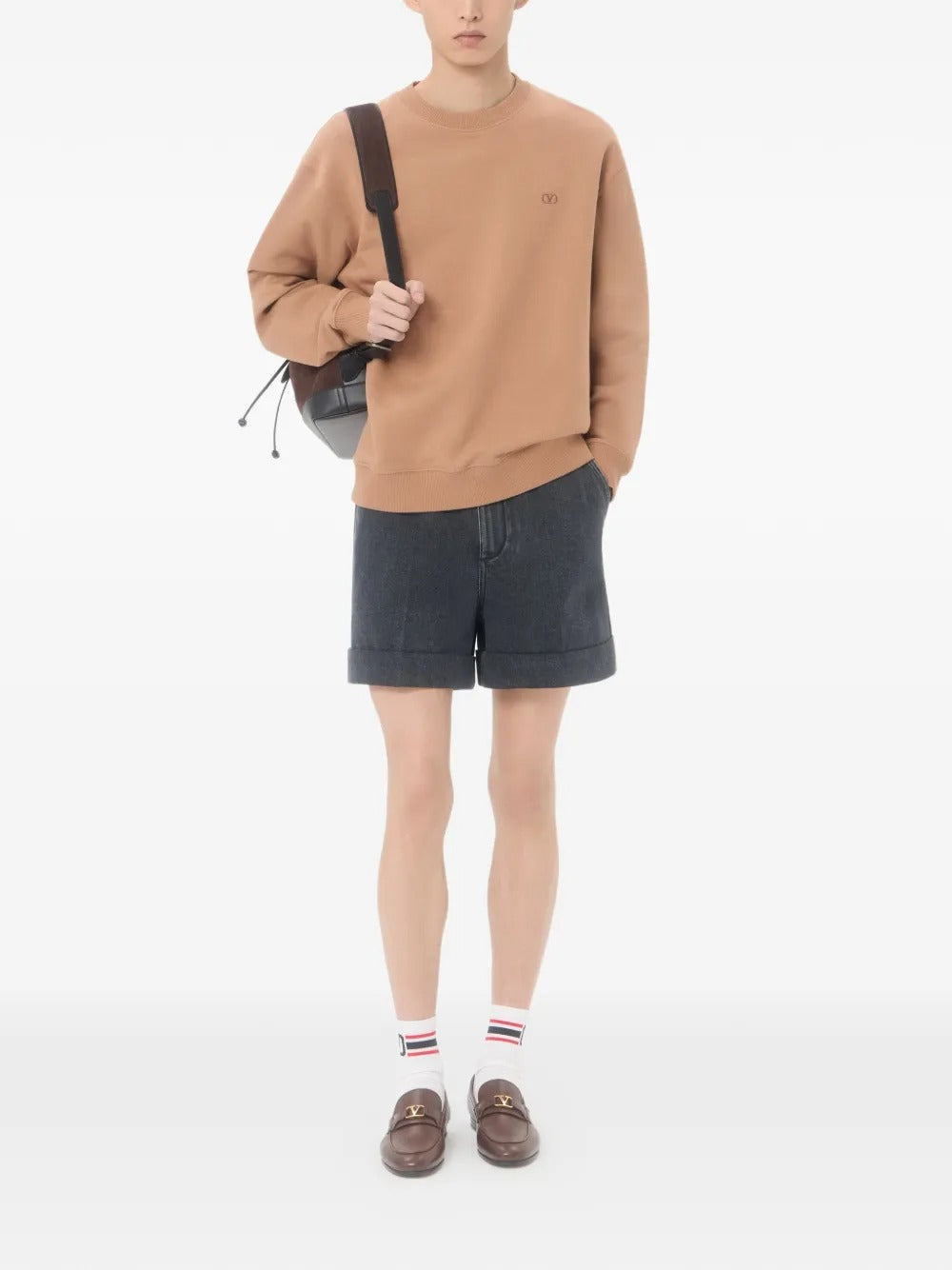 Garavani cotton sweatshirt with vlogo embroidery-VALENTINO-Verso