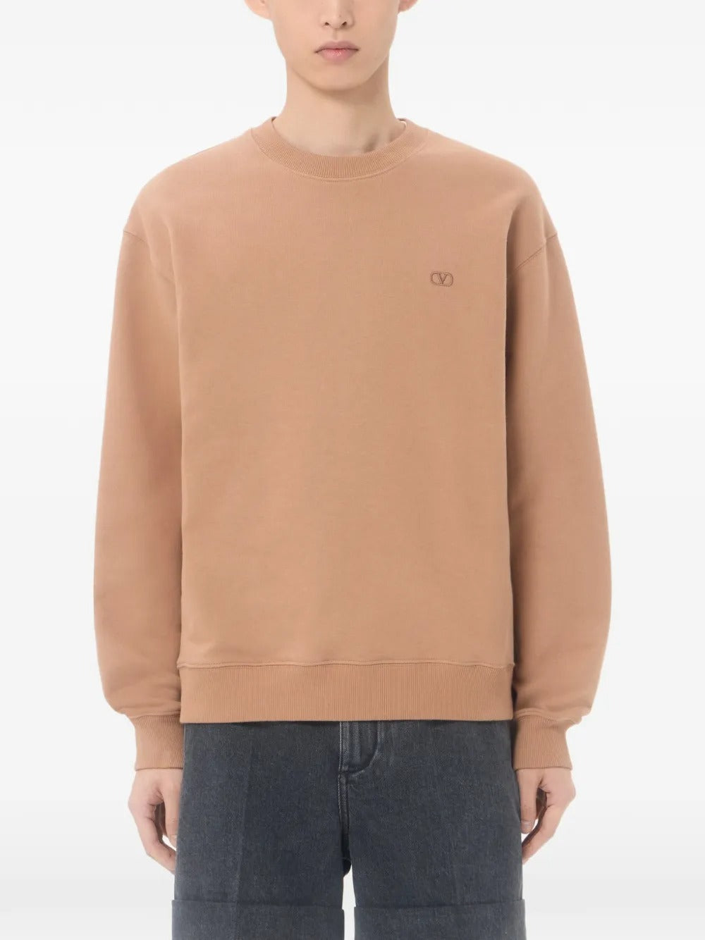 Garavani cotton sweatshirt with vlogo embroidery-VALENTINO-Verso