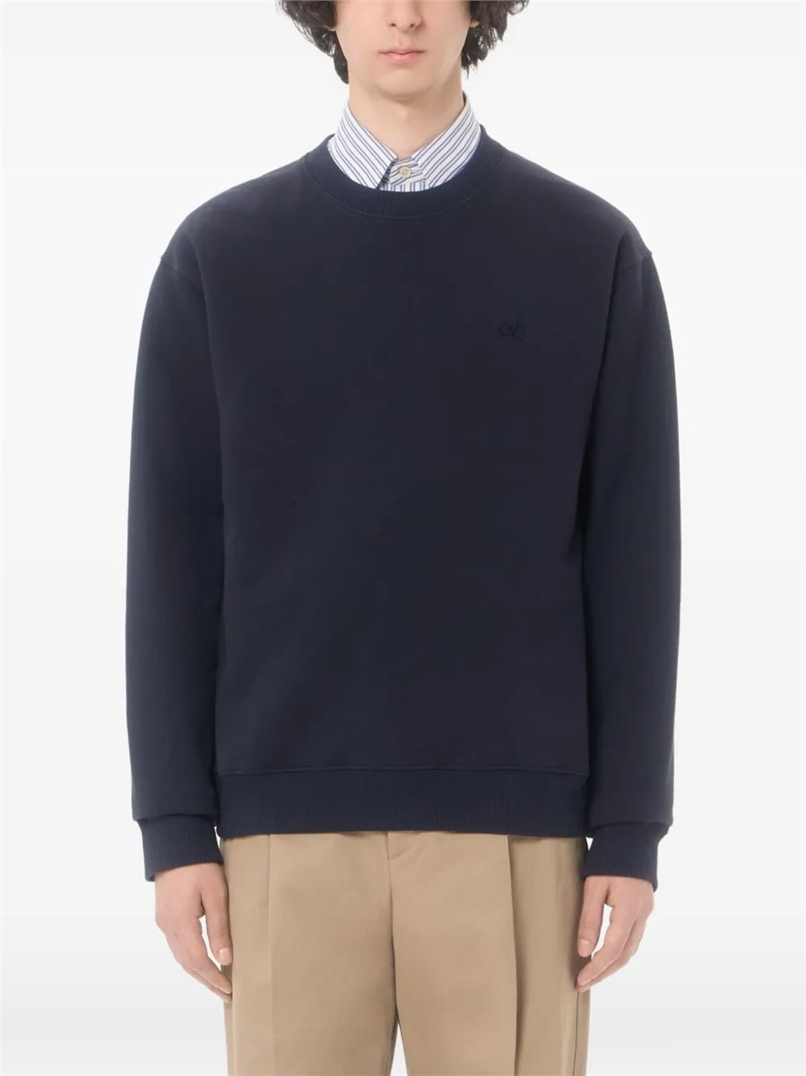 Garavani cotton sweatshirt with vlogo embroidery-VALENTINO-Verso