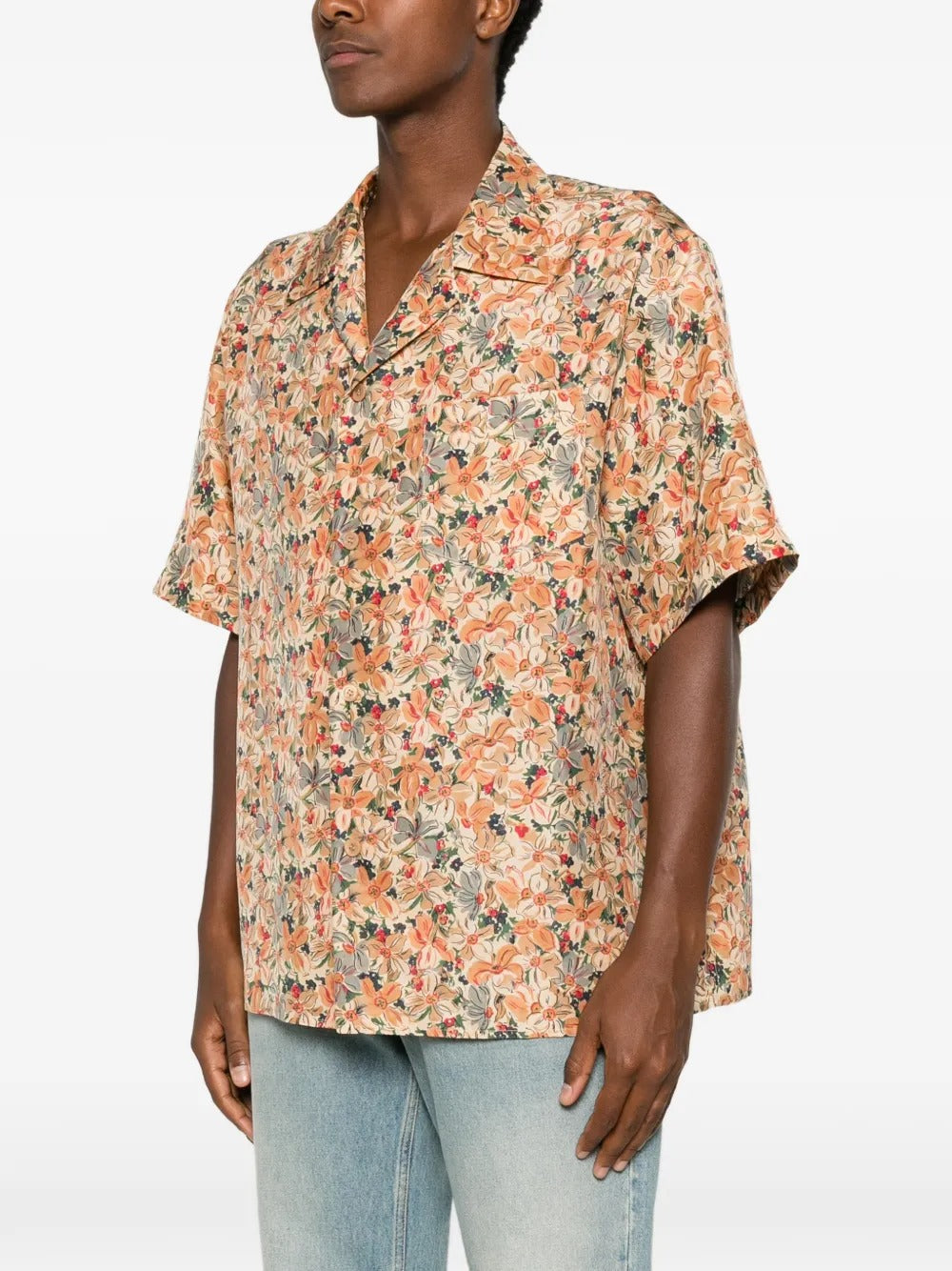 Garavani floral-print camp-collar button-down silk shirt-VALENTINO-Verso