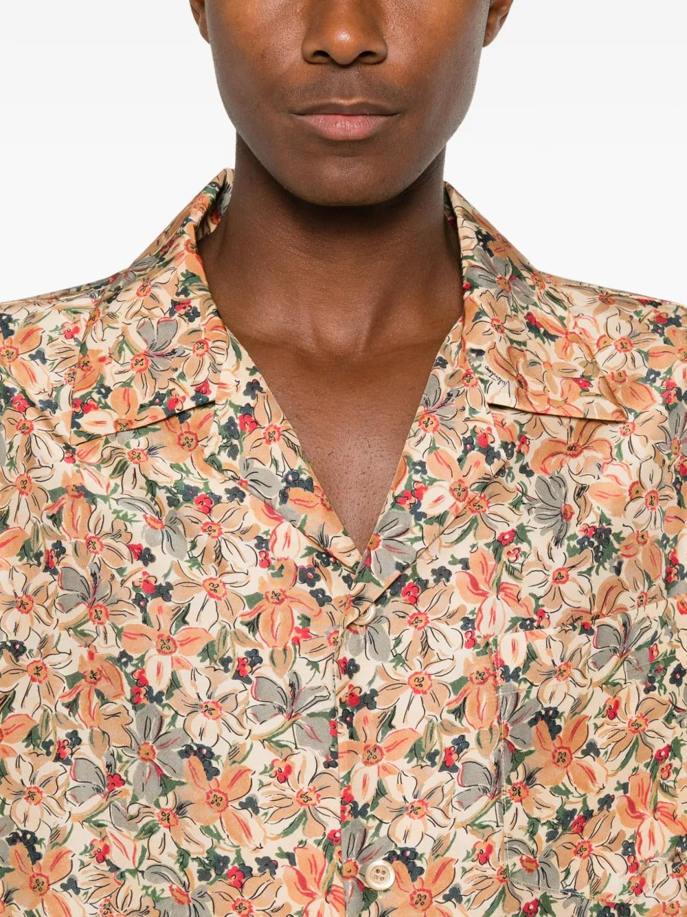 Garavani floral-print camp-collar button-down silk shirt-VALENTINO-Verso