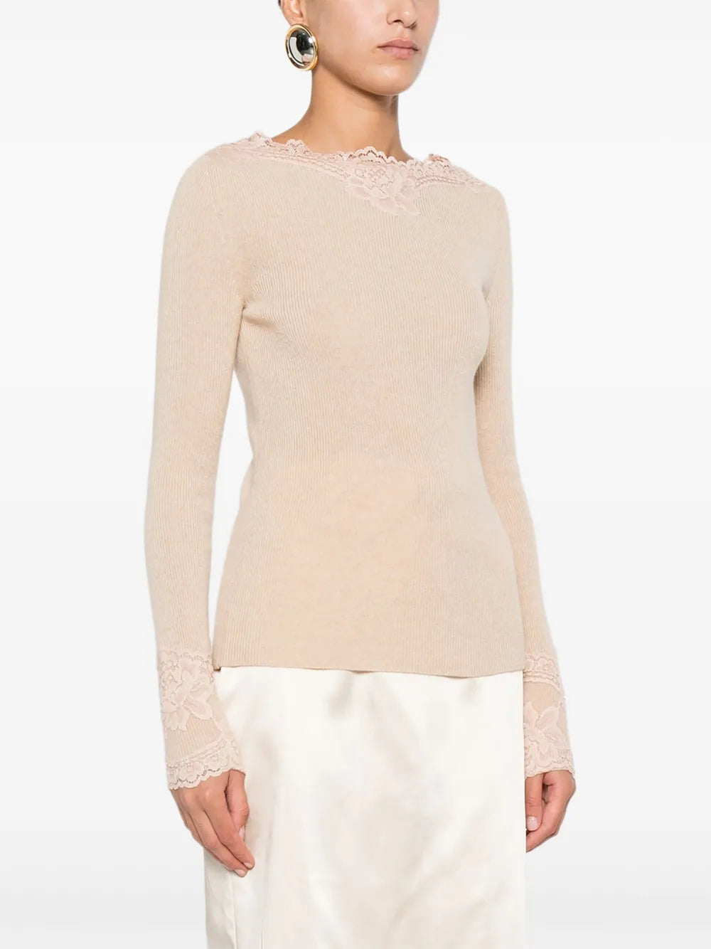 Garavani lace-trim ribbed top-VALENTINO-Verso