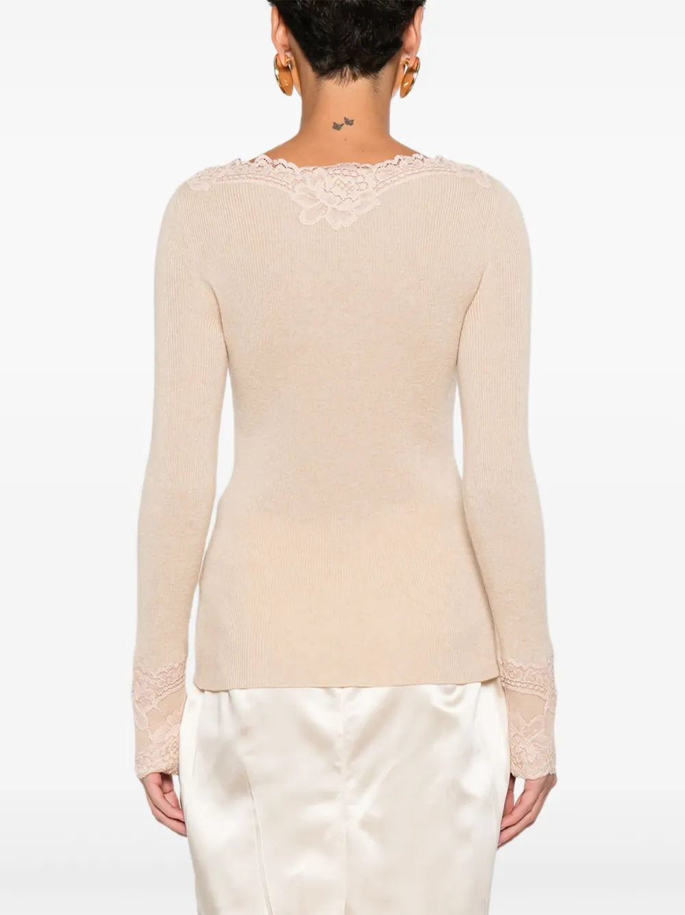 Garavani lace-trim ribbed top-VALENTINO-Verso