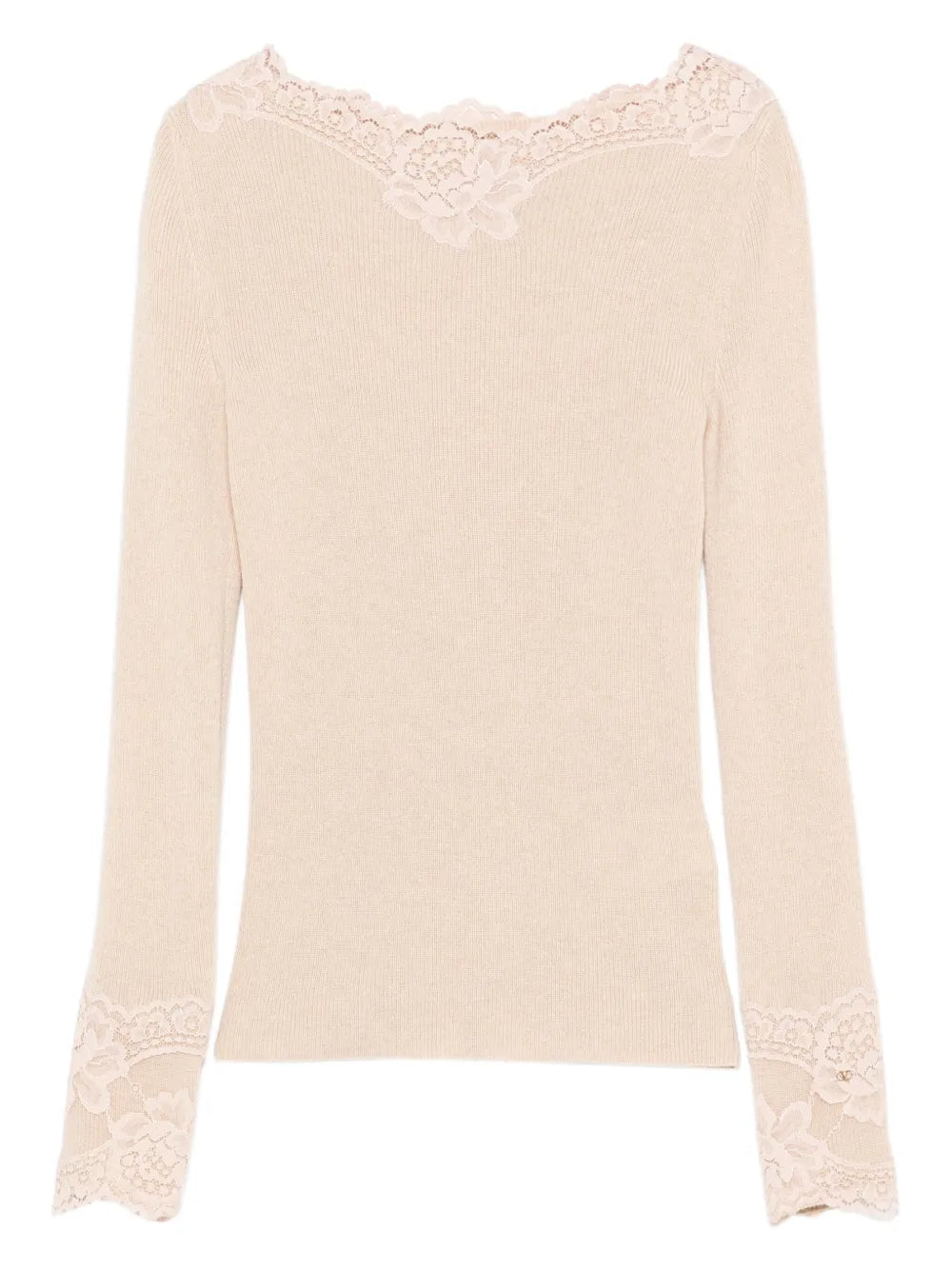 Garavani lace-trim ribbed top-VALENTINO-Verso